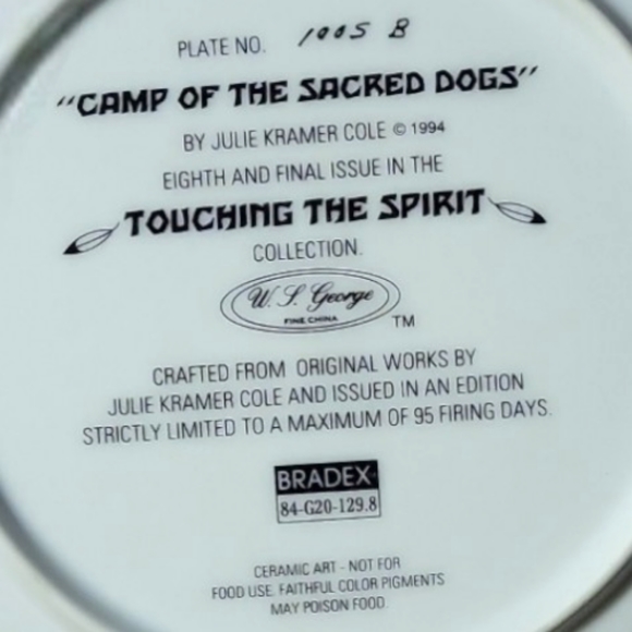 Vtg 94 Camp Of The Sacred Dogs W.L. George COA Porcelain Gold Plate Painted Pony - Picture 3 of 6